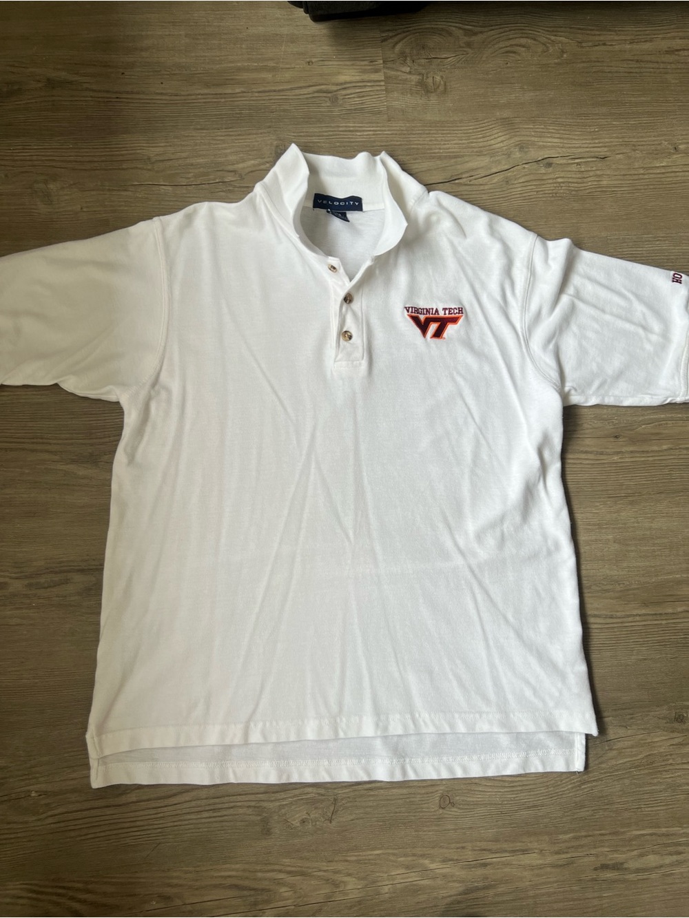 Vintage Velocity Men’s Polo Virginia Tech Hokies  Short Sleeve White